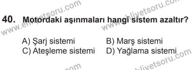 8 Ekim 2016 Tarihli Sürücü Adayları Sınavı K Kitapçığı 1. Oturum 40. Soru