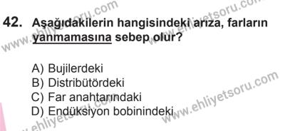 8 Ekim 2016 Tarihli Sürücü Adayları Sınavı K Kitapçığı 1. Oturum 42. Soru