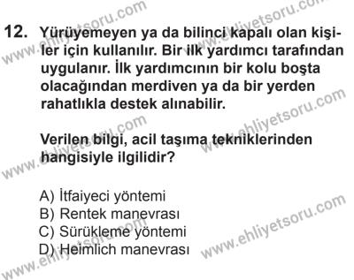 8 Ekim 2016 Tarihli Sürücü Adayları Sınavı K Kitapçığı 2. Oturum 12. Soru