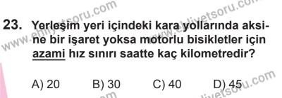8 Ekim 2016 Tarihli Sürücü Adayları Sınavı K Kitapçığı 2. Oturum 23. Soru