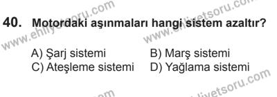 8 Ekim 2016 Tarihli Sürücü Adayları Sınavı K Kitapçığı 2. Oturum 40. Soru