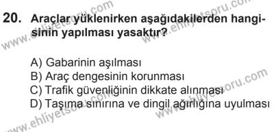 8 Ekim 2016 Tarihli Sürücü Adayları Sınavı L Kitapçığı 1Oturumu 20. Soru