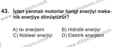 8 Ekim 2016 Tarihli Sürücü Adayları Sınavı L Kitapçığı 1Oturumu 43. Soru