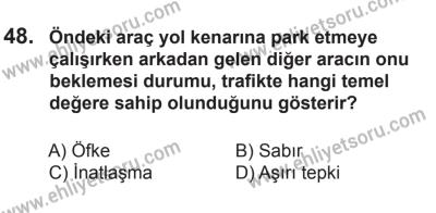 8 Ekim 2016 Tarihli Sürücü Adayları Sınavı L Kitapçığı 1Oturumu 48. Soru