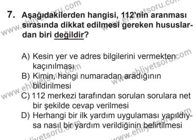 8 Ekim 2016 Tarihli Sürücü Adayları Sınavı L Kitapçığı 2. Oturum 7. Soru