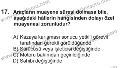 8 Ekim 2016 Tarihli Sürücü Adayları Sınavı L Kitapçığı 2. Oturum 17. Soru