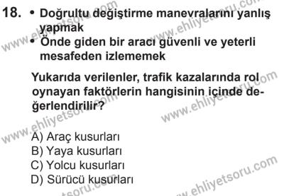 8 Ekim 2016 Tarihli Sürücü Adayları Sınavı L Kitapçığı 2. Oturum 18. Soru