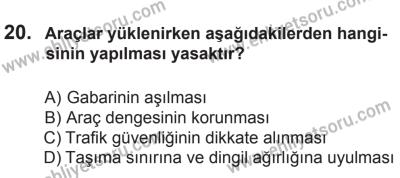 8 Ekim 2016 Tarihli Sürücü Adayları Sınavı L Kitapçığı 2. Oturum 20. Soru