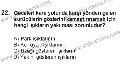 8 Ekim 2016 Tarihli Sürücü Adayları Sınavı L Kitapçığı 2. Oturum 22. Soru