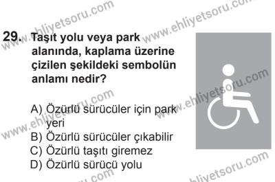 8 Ekim 2016 Tarihli Sürücü Adayları Sınavı L Kitapçığı 2. Oturum 29. Soru
