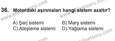 8 Ekim 2016 Tarihli Sürücü Adayları Sınavı L Kitapçığı 2. Oturum 36. Soru