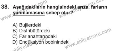 8 Ekim 2016 Tarihli Sürücü Adayları Sınavı L Kitapçığı 2. Oturum 38. Soru