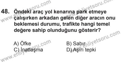 8 Ekim 2016 Tarihli Sürücü Adayları Sınavı L Kitapçığı 2. Oturum 48. Soru