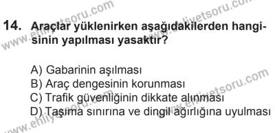 8 Ekim 2016 Tarihli Sürücü Adayları Sınavı M Kitapçığı 1. Oturum 14. Soru