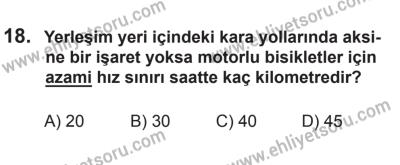 8 Ekim 2016 Tarihli Sürücü Adayları Sınavı M Kitapçığı 1. Oturum 18. Soru