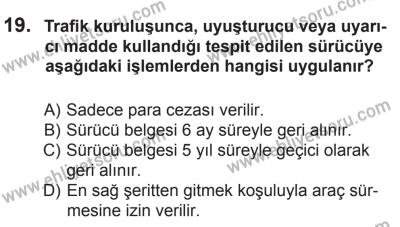 8 Ekim 2016 Tarihli Sürücü Adayları Sınavı M Kitapçığı 1. Oturum 19. Soru