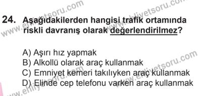 8 Ekim 2016 Tarihli Sürücü Adayları Sınavı M Kitapçığı 1. Oturum 24. Soru