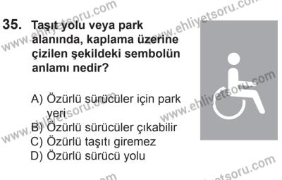 8 Ekim 2016 Tarihli Sürücü Adayları Sınavı M Kitapçığı 1. Oturum 35. Soru