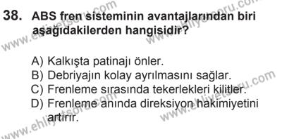 8 Ekim 2016 Tarihli Sürücü Adayları Sınavı M Kitapçığı 1. Oturum 38. Soru