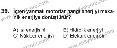 8 Ekim 2016 Tarihli Sürücü Adayları Sınavı M Kitapçığı 1. Oturum 39. Soru