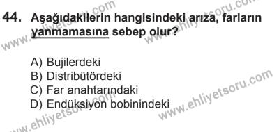 8 Ekim 2016 Tarihli Sürücü Adayları Sınavı M Kitapçığı 1. Oturum 44. Soru