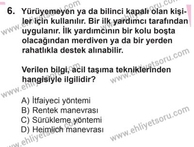 8 Ekim 2016 Tarihli Sürücü Adayları Sınavı M Kitapçığı 2. Oturum 6. Soru