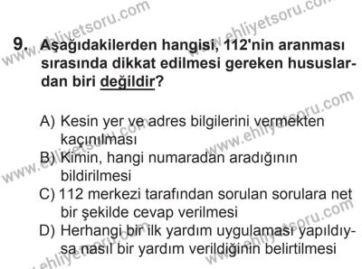 8 Ekim 2016 Tarihli Sürücü Adayları Sınavı M Kitapçığı 2. Oturum 9. Soru