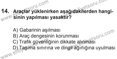 8 Ekim 2016 Tarihli Sürücü Adayları Sınavı M Kitapçığı 2. Oturum 14. Soru