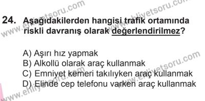 8 Ekim 2016 Tarihli Sürücü Adayları Sınavı M Kitapçığı 2. Oturum 24. Soru
