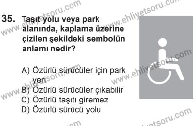 8 Ekim 2016 Tarihli Sürücü Adayları Sınavı M Kitapçığı 2. Oturum 35. Soru