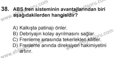 8 Ekim 2016 Tarihli Sürücü Adayları Sınavı M Kitapçığı 2. Oturum 38. Soru