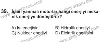8 Ekim 2016 Tarihli Sürücü Adayları Sınavı M Kitapçığı 2. Oturum 39. Soru