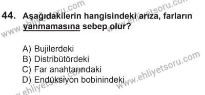 8 Ekim 2016 Tarihli Sürücü Adayları Sınavı M Kitapçığı 2. Oturum 44. Soru