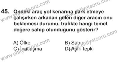 8 Ekim 2016 Tarihli Sürücü Adayları Sınavı M Kitapçığı 2. Oturum 45. Soru