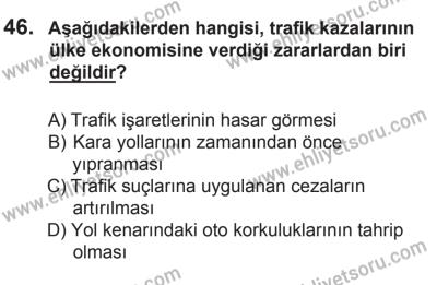 8 Ekim 2016 Tarihli Sürücü Adayları Sınavı M Kitapçığı 2. Oturum 46. Soru