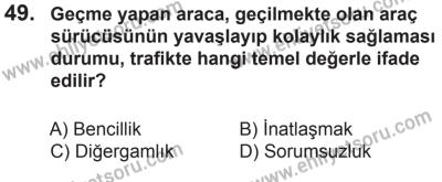 8 Ekim 2016 Tarihli Sürücü Adayları Sınavı M Kitapçığı 2. Oturum 49. Soru