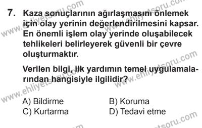 8 Ekim 2016 Tarihli Sürücü Adayları Sınavı N Kitapçığı 1Oturumu 7. Soru