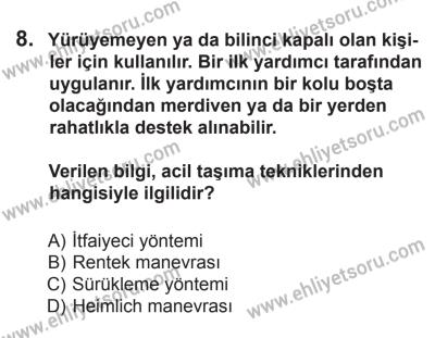 8 Ekim 2016 Tarihli Sürücü Adayları Sınavı N Kitapçığı 1Oturumu 8. Soru