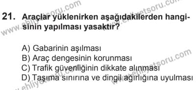 8 Ekim 2016 Tarihli Sürücü Adayları Sınavı N Kitapçığı 1Oturumu 21. Soru