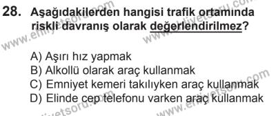 8 Ekim 2016 Tarihli Sürücü Adayları Sınavı N Kitapçığı 1Oturumu 28. Soru
