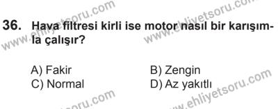 8 Ekim 2016 Tarihli Sürücü Adayları Sınavı N Kitapçığı 1Oturumu 36. Soru