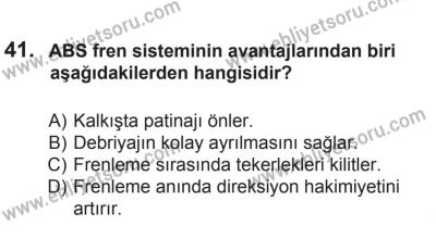 8 Ekim 2016 Tarihli Sürücü Adayları Sınavı N Kitapçığı 1Oturumu 41. Soru
