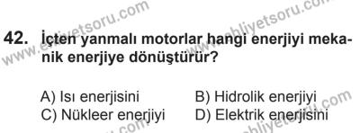 8 Ekim 2016 Tarihli Sürücü Adayları Sınavı N Kitapçığı 1Oturumu 42. Soru