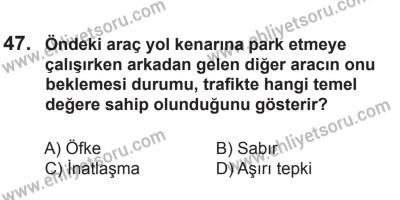8 Ekim 2016 Tarihli Sürücü Adayları Sınavı N Kitapçığı 1Oturumu 47. Soru