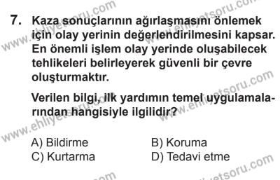 8 Ekim 2016 Tarihli Sürücü Adayları Sınavı N Kitapçığı 2Oturumu 7. Soru
