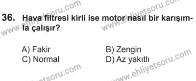 8 Ekim 2016 Tarihli Sürücü Adayları Sınavı N Kitapçığı 2Oturumu 36. Soru