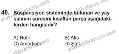 8 Ekim 2016 Tarihli Sürücü Adayları Sınavı N Kitapçığı 2Oturumu 40. Soru