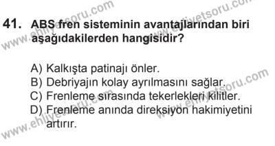 8 Ekim 2016 Tarihli Sürücü Adayları Sınavı N Kitapçığı 2Oturumu 41. Soru