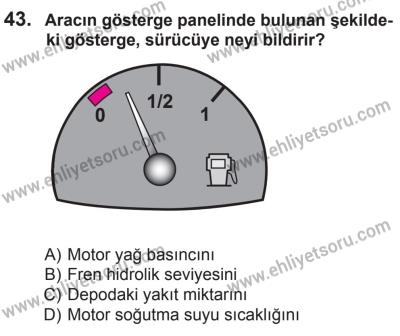 8 Ekim 2016 Tarihli Sürücü Adayları Sınavı N Kitapçığı 2Oturumu 43. Soru