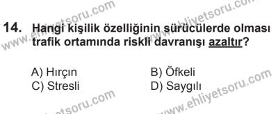 8 Mart 2014 Tarihli Sürücü Adayları Sınavı K Kitapçığı 14. Soru